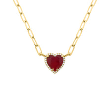 14K GOLD DIAMOND AND RUBY LINDSAY HEART NECKLACE