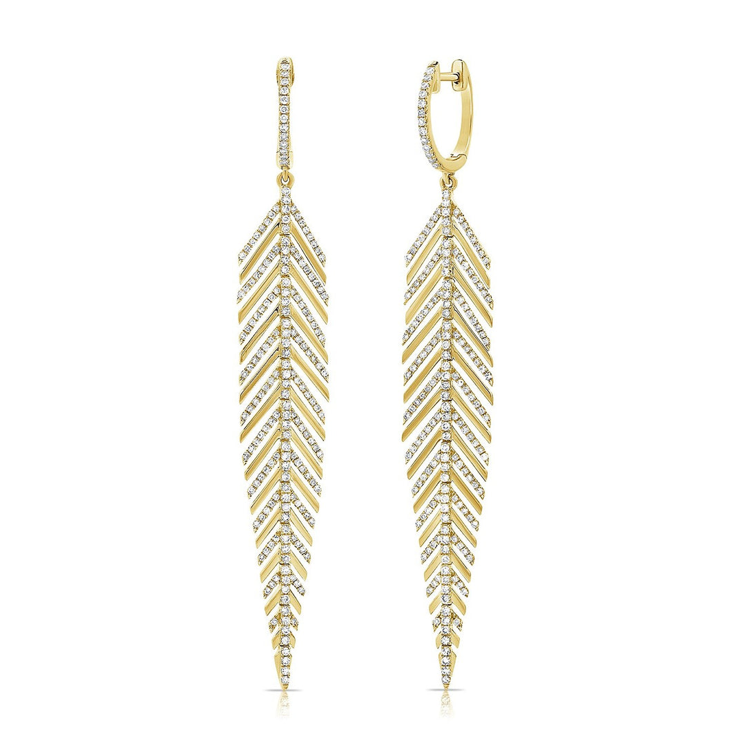 14K GOLD DIAMOND BEXLEY FEATHER EARRINGS