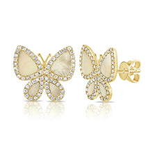 14K GOLD DIAMOND AND MOTHER OF PEARL HEIDI BUTTERFLY STUDS