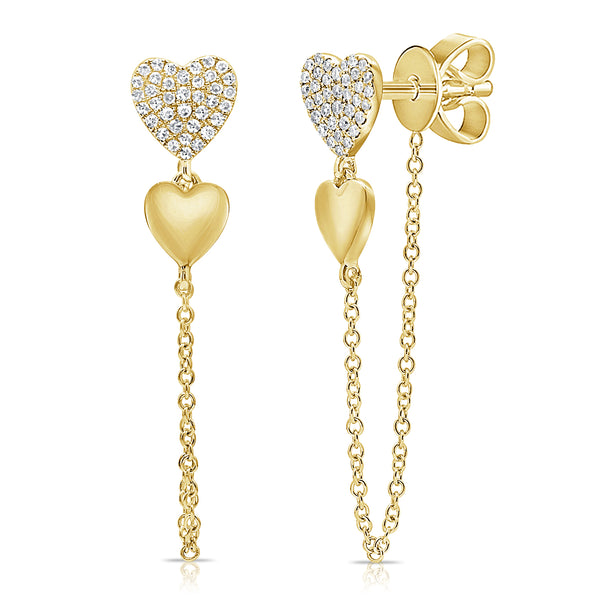 14K GOLD DIAMOND ANNA HEART EARRINGS
