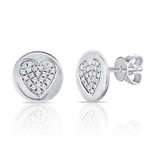 14K GOLD DIAMOND DARA HEART STUDS