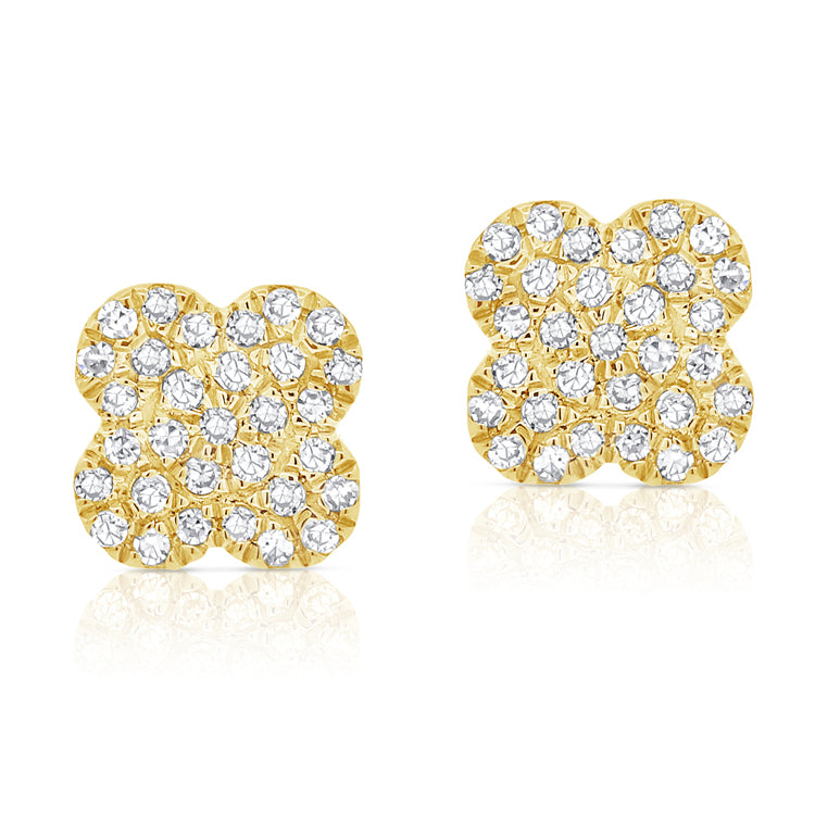 14K GOLD DIAMOND SMALL SARICA CLOVER STUDS