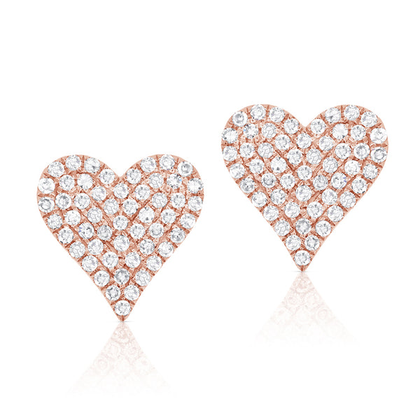 14K GOLD DIAMOND LARGE JANINE HEART STUDS