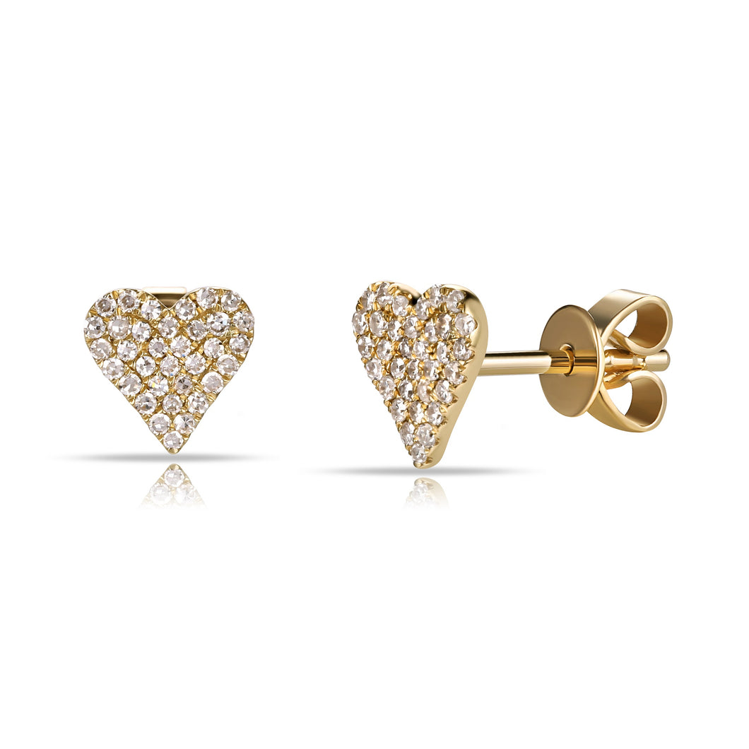 14K GOLD DIAMOND SMALL JANINE HEART STUDS