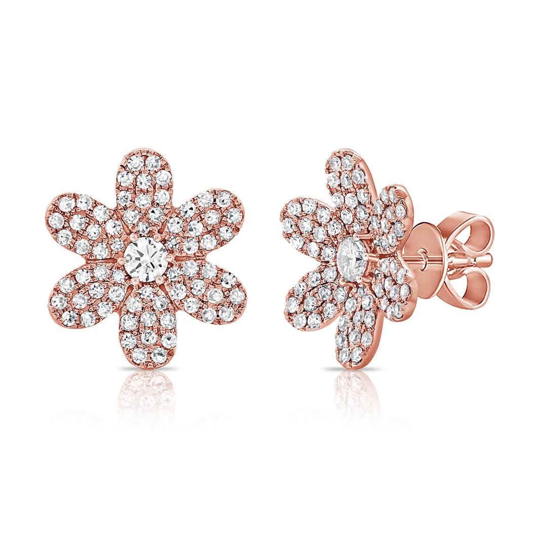 14K GOLD DIAMOND GINA FLOWER STUDS