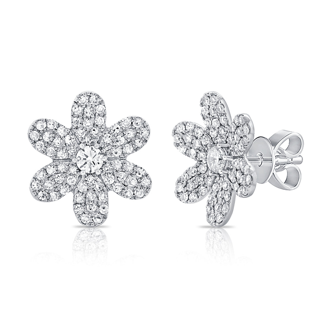 14K GOLD DIAMOND GINA FLOWER STUDS