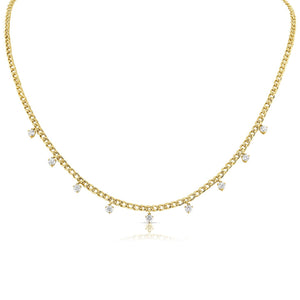 14K GOLD DIAMOND RAYA CHAIN NECKLACE