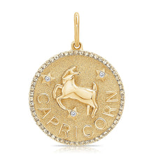14K GOLD DIAMOND CAPRICORN HOROSCOPE CHARM
