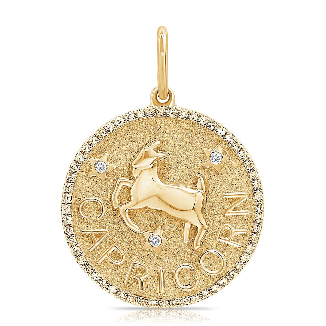 14K GOLD DIAMOND CAPRICORN HOROSCOPE CHARM