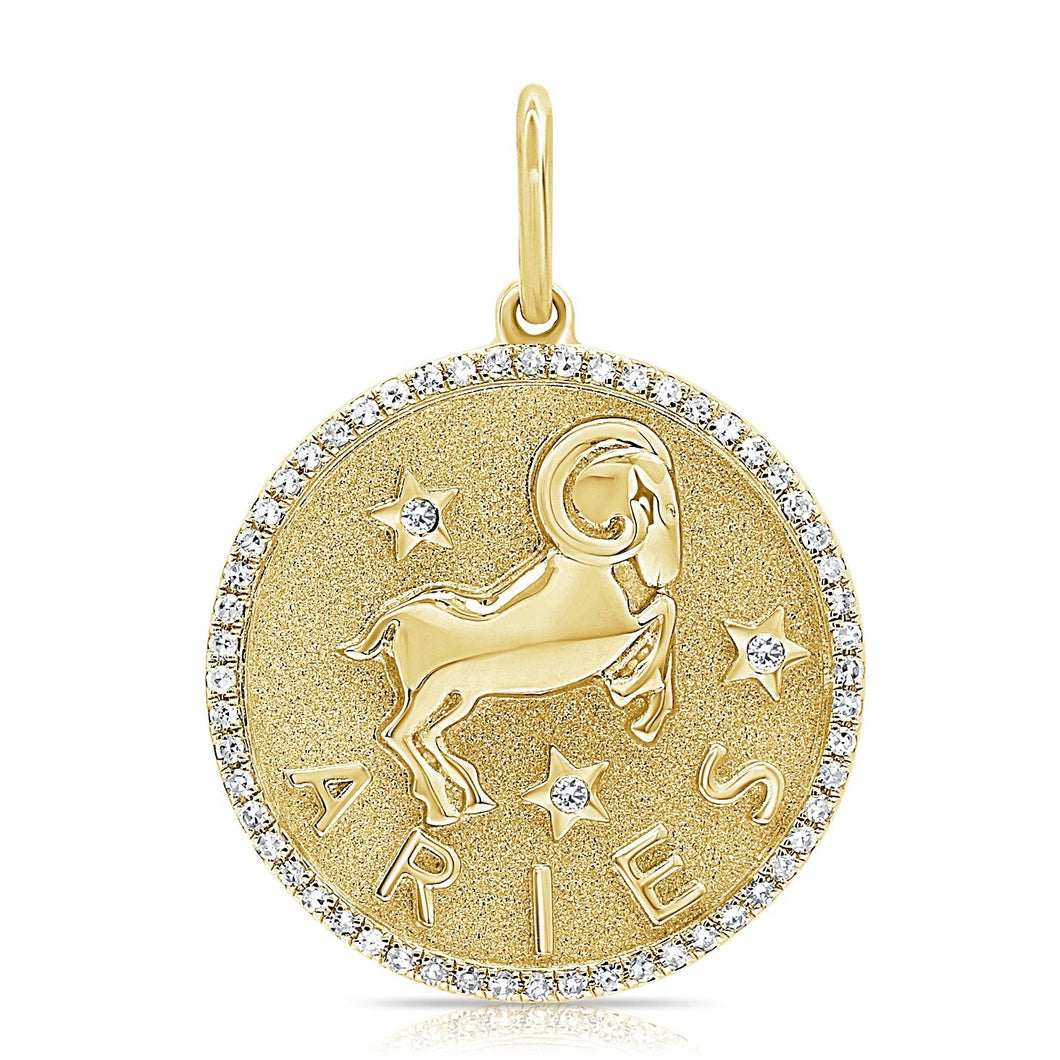 14K GOLD DIAMOND ARIES HOROSCOPE CHARM