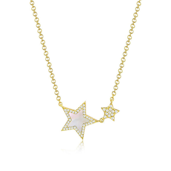 14K GOLD DIAMOND AND MOTHER OF PEARL AUBREY STAR NECKLACE