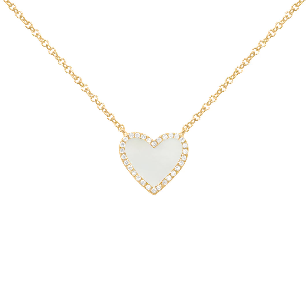 14K GOLD DIAMOND MOTHER OF PEARL SMALL HAILEY NECKLACE