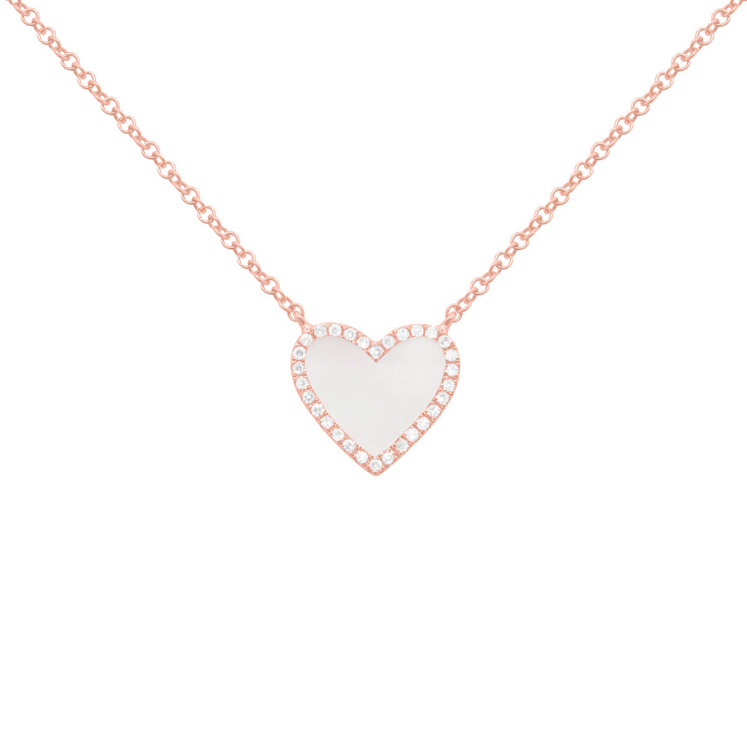 14K GOLD DIAMOND MOTHER OF PEARL SMALL HAILEY NECKLACE
