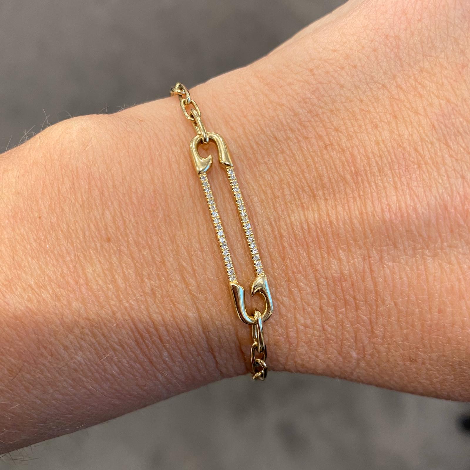 14K GOLD DIAMOND CICI SAFETY PIN BRACELET – Jen K Online