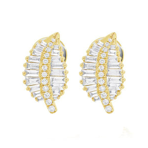 14K GOLD DIAMOND ADDIE LEAF STUDS