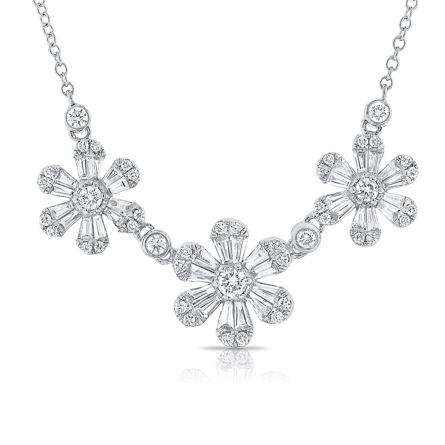 14K GOLD DIAMOND BRANDY 3 FLOWER NECKLACE – Jen K Online