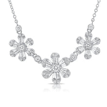 14K GOLD DIAMOND BRANDY 3 FLOWER NECKLACE