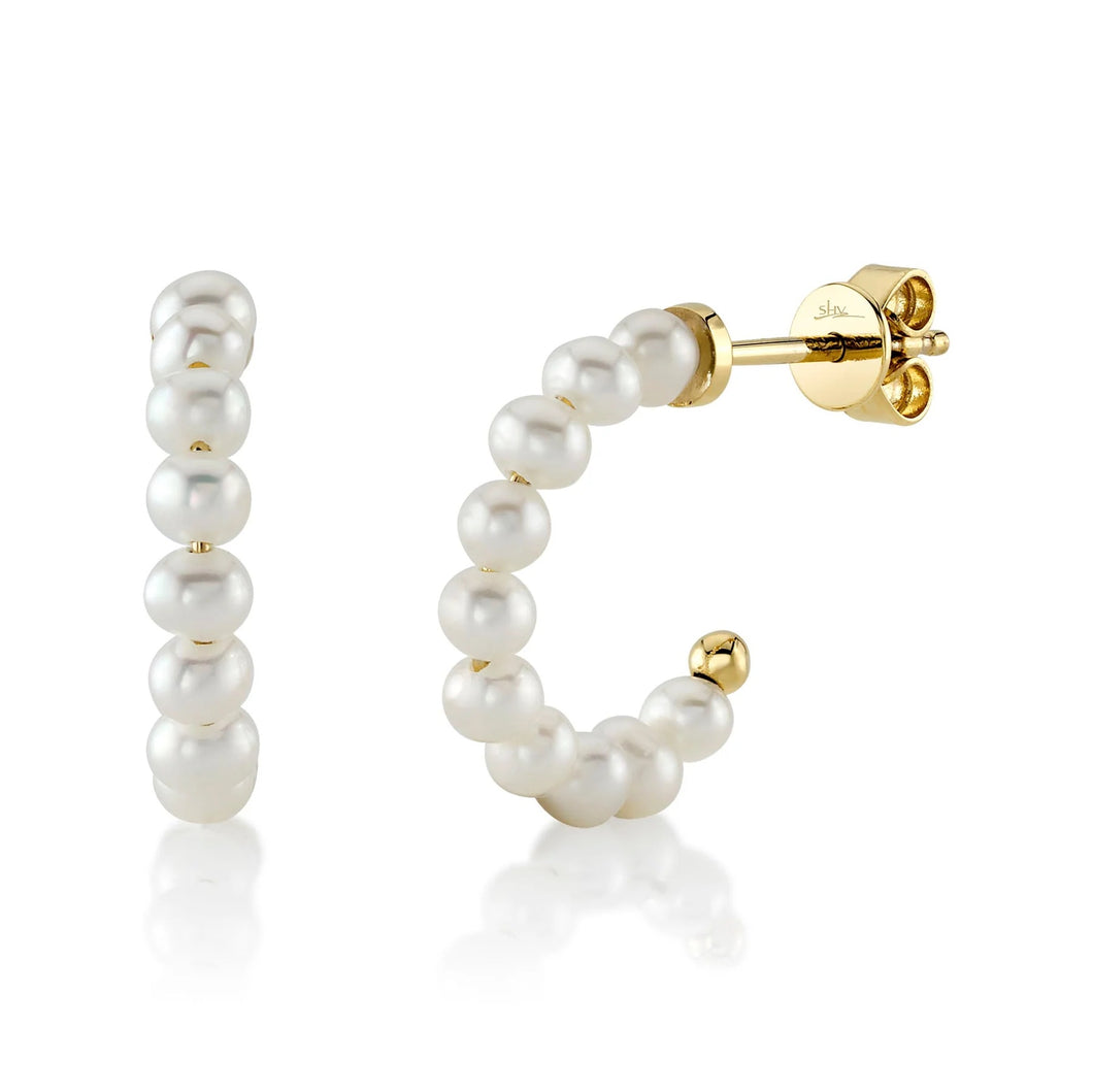 14K GOLD PEARL SMALL BLAIRE HOOPS