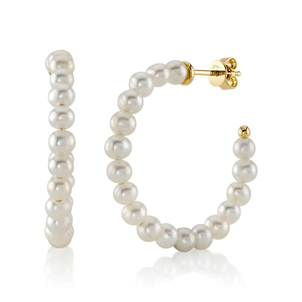 14K GOLD PEARL MEDIUM BLAIRE HOOPS