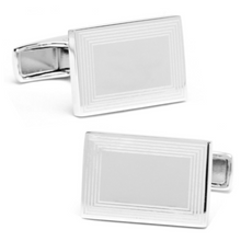 STERLING SILVER ETCHED FRAME RECTANGLE DYLAN CUFFLINKS