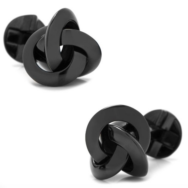 STERLING SILVER BLACK KNOT IVAN CUFFLINKS