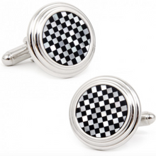 ONYX AND MOTHER OF PEARL CHECKED CUFFLINKS
