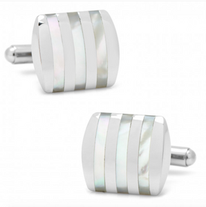 STAINLESS STEEL MOTHER OF PEARL CUFFLINKS