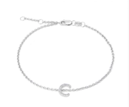 STERLING SILVER DIAMOND INITIAL BRACELET – Jen K Online STERLING SILVER DIAMOND INITIAL BRACELET – Jen K Online