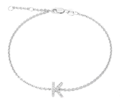 STERLING SILVER DIAMOND INITIAL BRACELET Jen K Online