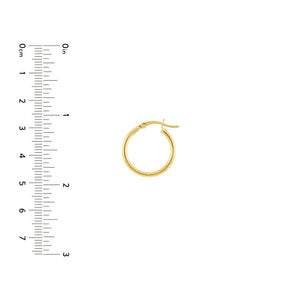 14K GOLD 2MM .75" HOOPS