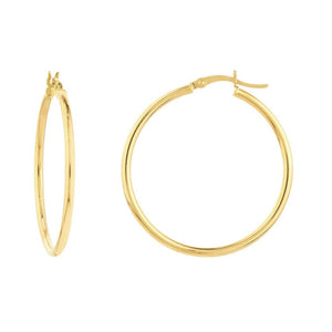 14K GOLD 2MM 1.25" HOOPS