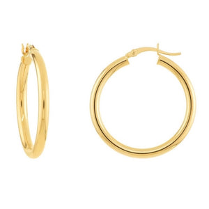 14K GOLD 3MM 1" HOOPS