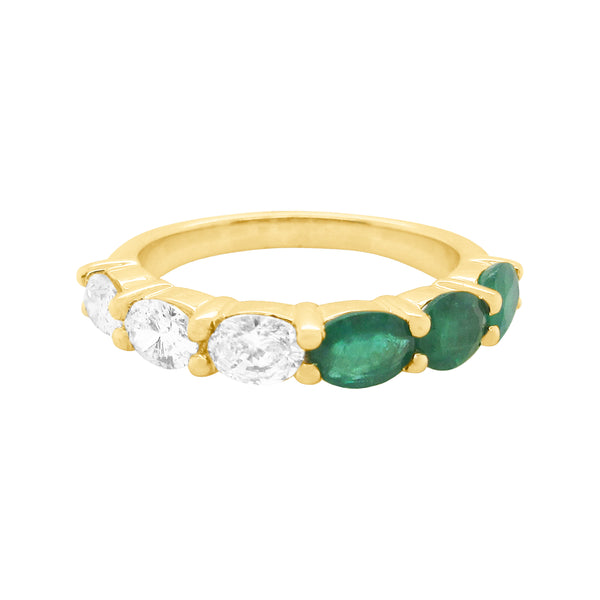 14K GOLD DIAMOND EMERALD BECKY OVAL RING