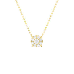 Petite Paperclip Necklace With Diamond - 14k Solid Gold - Oak & Luna