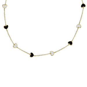 14K GOLD MEGAN BLACK AND WHITE HEART NECKLACE