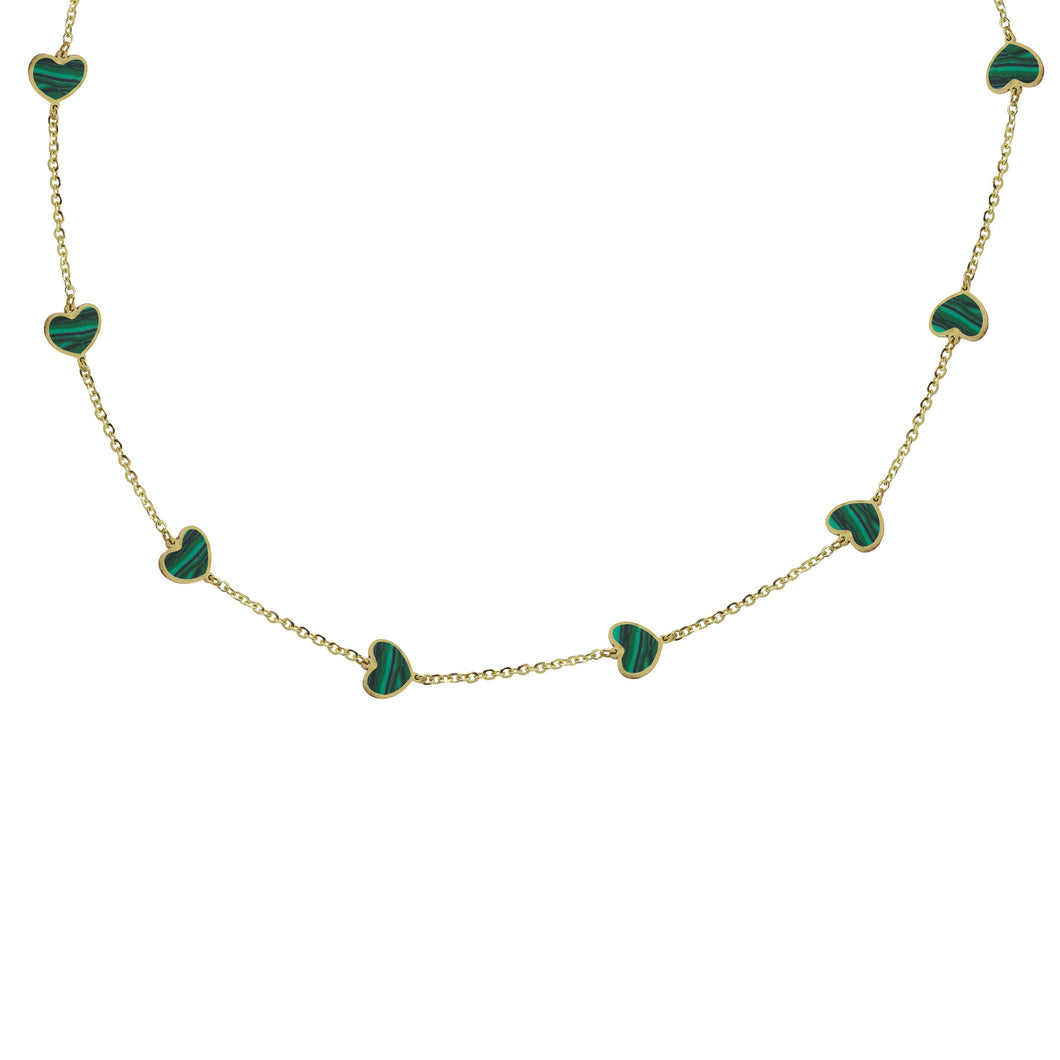 14K GOLD MALACHITE MEGAN HEART NECKLACE