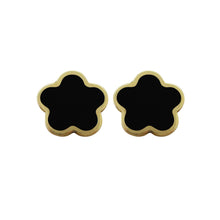 14K GOLD MEGAN SMALL BLACK FLOWER STUDS