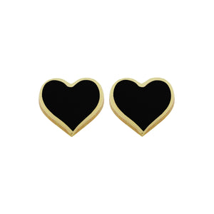 14K GOLD BLACK SMALL MEGAN HEART STUDS