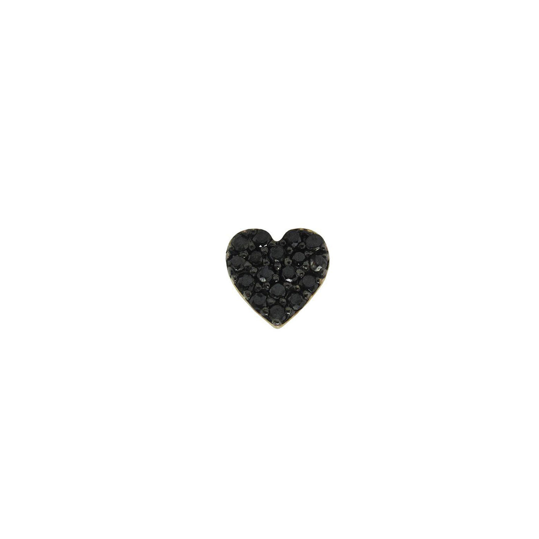 14K GOLD BLACK DIAMOND HOLLY HEART STUDS