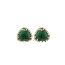 Diamond and Emerald Lizzie Studs in 14k Rose Gold