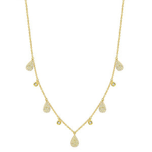 14K GOLD DIAMOND WAVERLY TEARDROP NECKLACE