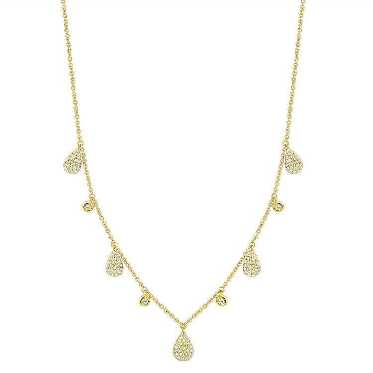 14K GOLD DIAMOND WAVERLY TEARDROP NECKLACE
