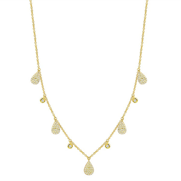 14K GOLD DIAMOND WAVERLY TEARDROP NECKLACE