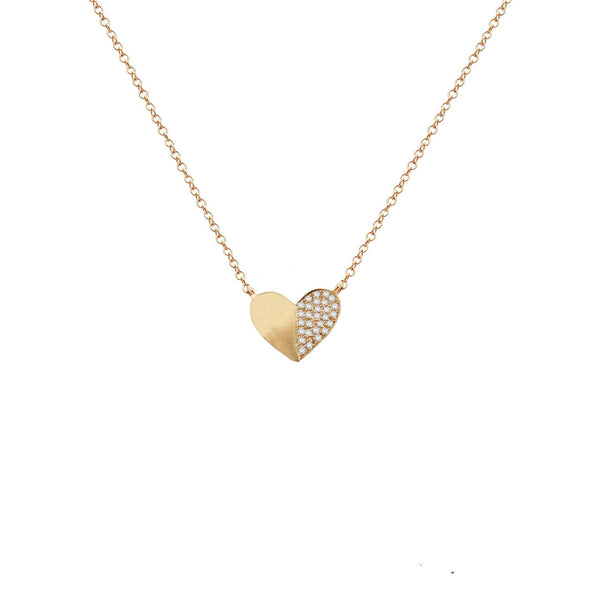  14K GOLD DIAMOND DAPHNE HEART NECKLACE