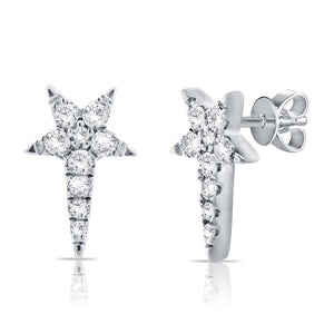 14k GOLD DIAMOND SHOOTING STAR STUDS