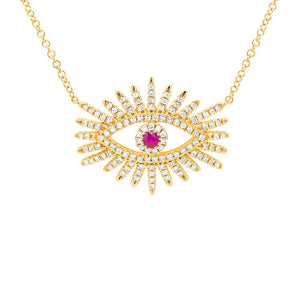 14K GOLD DIAMOND RUBY CELIA NECKLACE (ALL COLORS)
