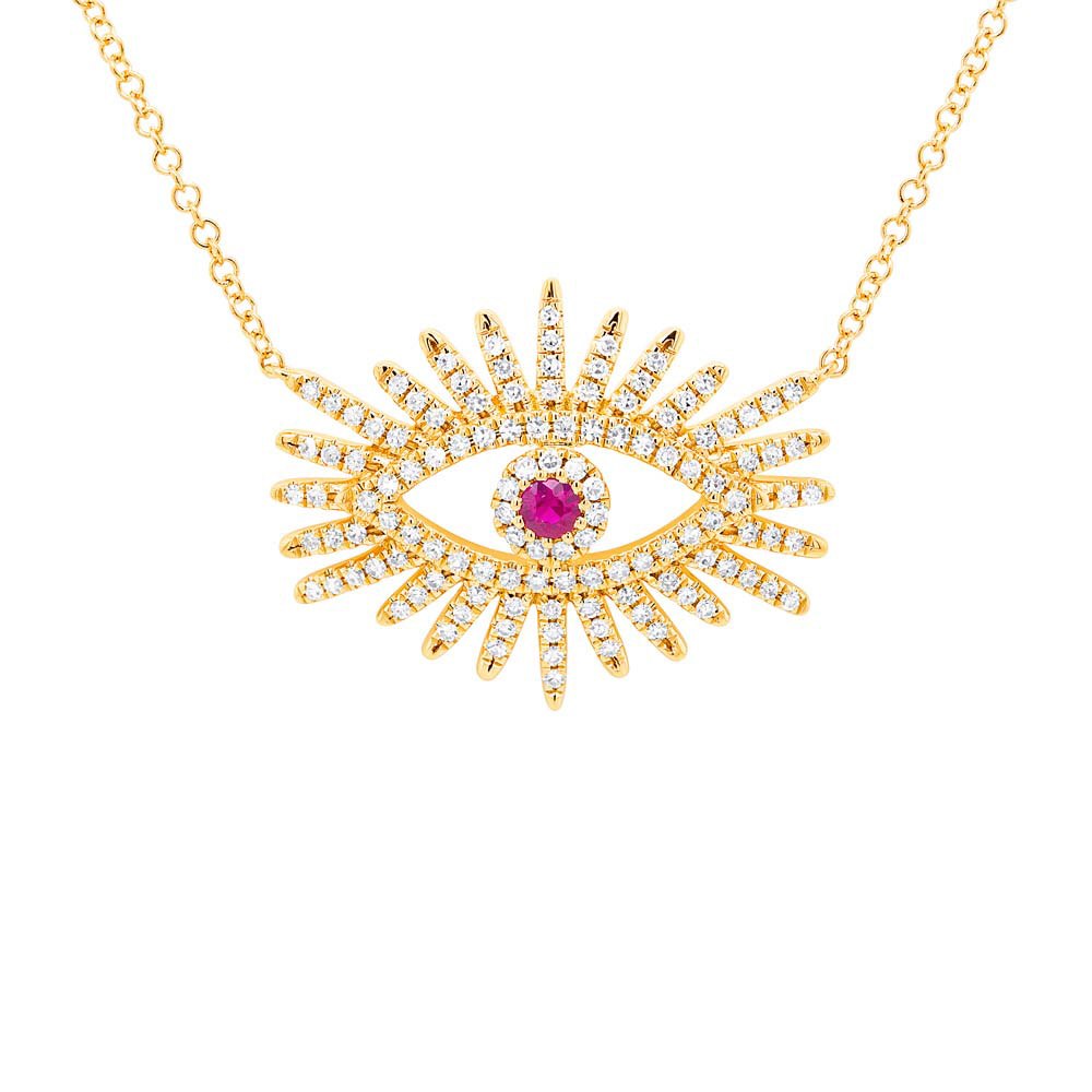 14K GOLD DIAMOND RUBY CELIA NECKLACE (ALL COLORS)