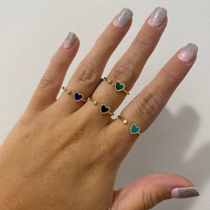 14K GOLD DIAMOND AND MALACHITE HAILEY OPEN HEART RING