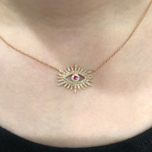 14K GOLD DIAMOND RUBY CELIA NECKLACE (ALL COLORS)