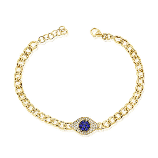 14K GOLD DIAMOND SAPPHIRE VANESSA EYE BRACELET